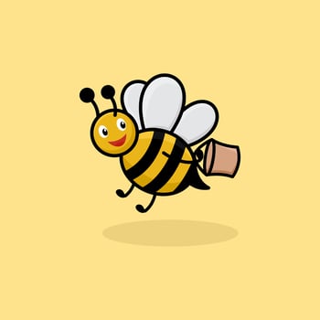 Fly Cute Bee Logo Design vector