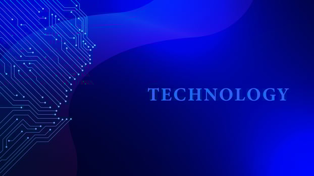 Abstract futuristic circuit board with wave on blue background. Electronic or computer technology. Vector illustration. EPS 10.