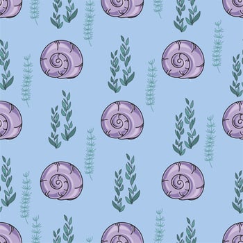 SHELL Underwater Dweller Seamless Pattern Vector Illustration