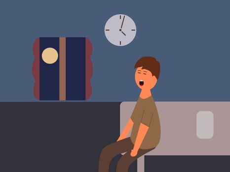 flat design waking up sahur vector illustration