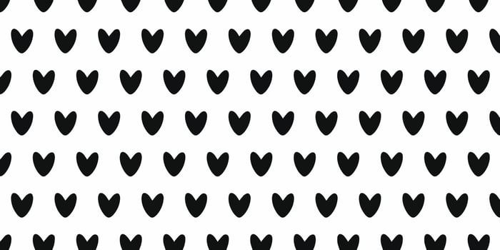 Valentine's Day seamless pattern background, black heart shape on white backdrop vector