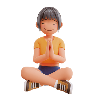 Cute girls yoga pose 3d cartoon illustration png