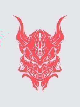 Demon samurai oni mask hannya mask japanesse skull style head tattoo illustration vector design t shirt print template