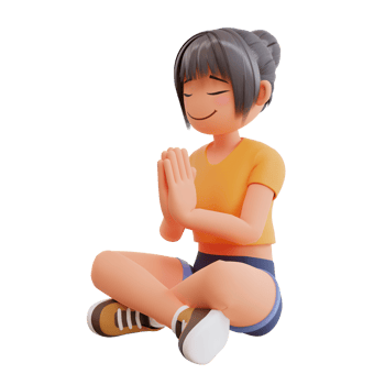 Cute girls yoga pose 3d cartoon illustration png