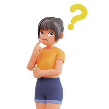Cute girls with question mark 3d cartoon illustration png