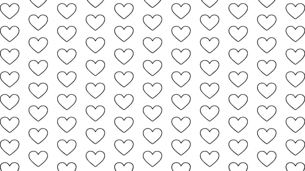 Background with a heart line black seamless pattern on a white background Cute heart shape vector background