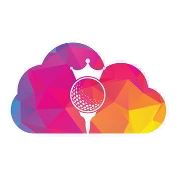 King golf vector logo design. Golf ball with crown vector icon.