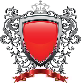 shields with ornaments in editable eps vector