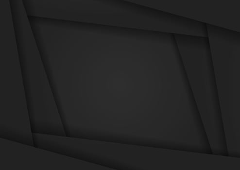 Abstract black paper background design with shadow vector