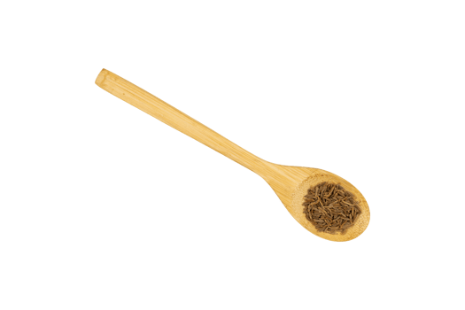 Cumin seeds in a wooden spoon isolated png