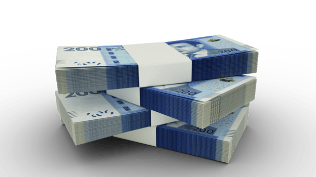 3d rendering of Stack of Moroccan Dirham notes. Few bundles of Moroccan currency isolated on transparent background png