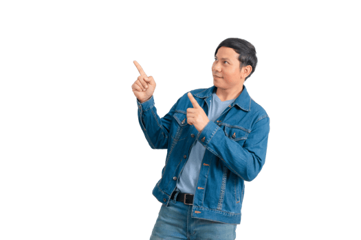 Asian man in shirt and jeans png