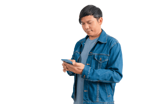 Asian man in shirt and jeans png