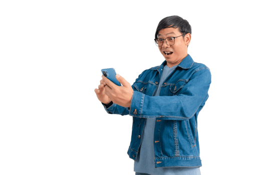 Asian man in shirt and jeans png