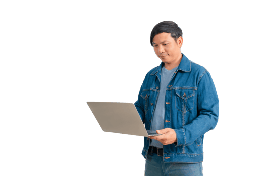 Asian man in shirt and jeans png