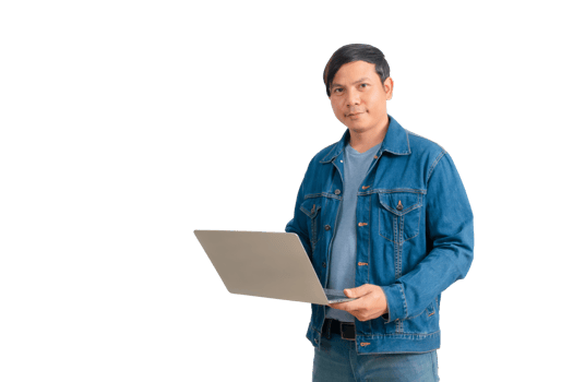 Asian man in shirt and jeans png