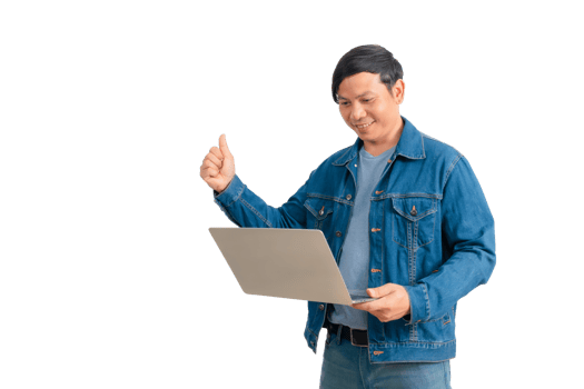 Asian man in shirt and jeans png