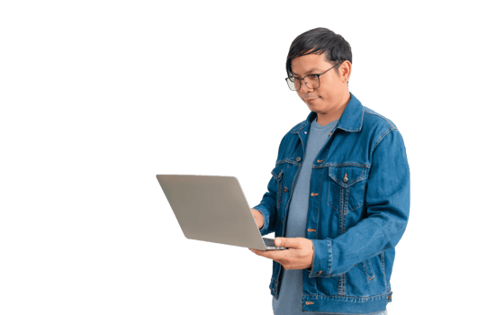 Asian man in shirt and jeans png
