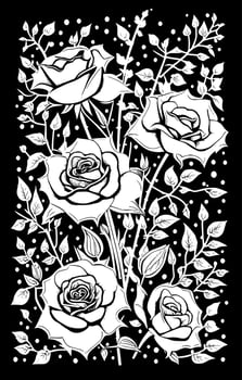 black and white of rose flower background vector