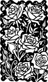 black and white of rose flower background vector
