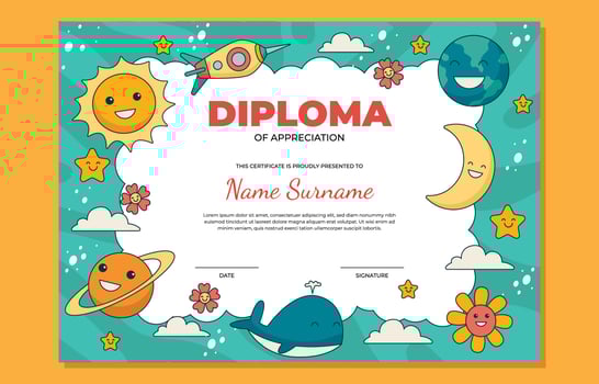 Children Diploma Certificate vector