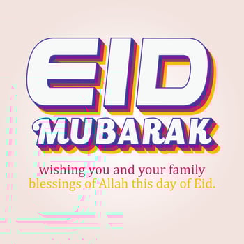 Eid Mubarak Greeting Card . Vector illustration with Arabic calligraphy