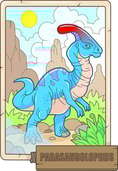 prehistoric dinosaur parasaurolophus, funny illustration vector