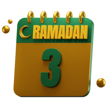 3D Day of Ramadan Month. Islamic Calendar Illustration. Hijri Date. Green and Gold Color. png
