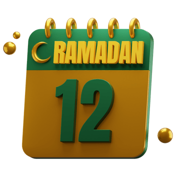 3D Day of Ramadan Month. Islamic Calendar Illustration. Hijri Date. Green and Gold Color. png