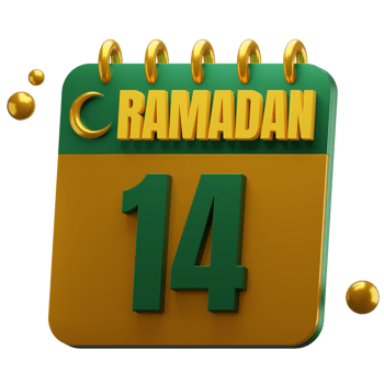 3D Day of Ramadan Month. Islamic Calendar Illustration. Hijri Date. Green and Gold Color. png