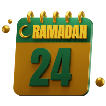 3D Day of Ramadan Month. Islamic Calendar Illustration. Hijri Date. Green and Gold Color. png