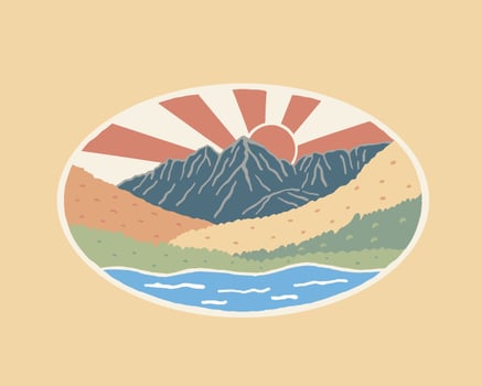 Maroon Bells Colorado hand drawing design for badge, sticker, patch, t shirt design, etc vector