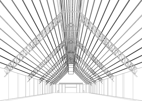 3D illustration of building structure vector