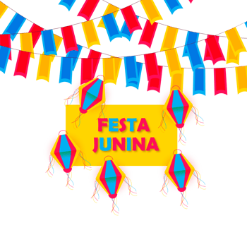festa junina poster with brazilian elements colorful lanterns and pennants png
