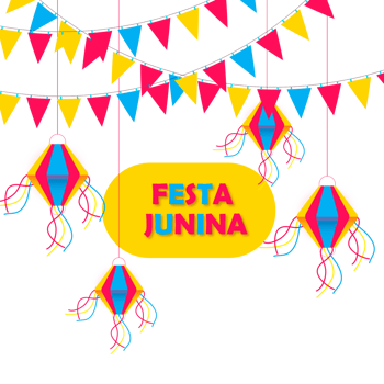 festa junina poster with brazilian elements colorful lanterns and pennants png