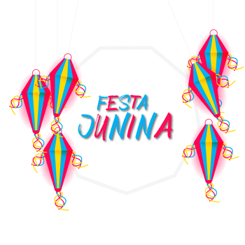 festa junina poster with brazilian elements colorful lanterns and pennants png
