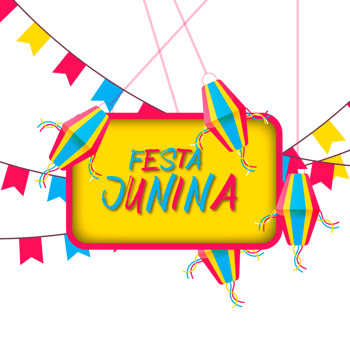 festa junina poster with brazilian elements colorful lanterns and pennants png