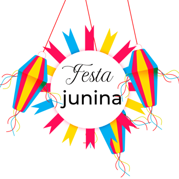 festa junina poster with brazilian elements colorful lanterns and pennants png