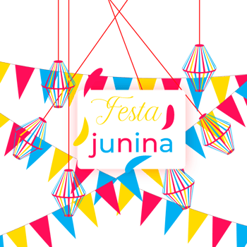 festa junina poster with brazilian elements colorful lanterns and pennants png