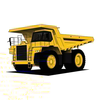 Large quarry dump truck on white background. Equipment for the high-mining industry. vector