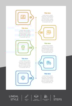 Lineal process circle infographic vector design with 5 steps for business. Step infographic can be used for presentation, brochure and marketing.