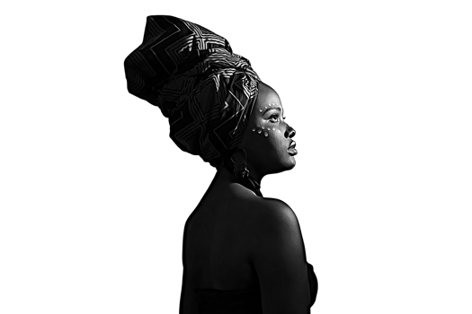 Black woman isolated on a transparent background png