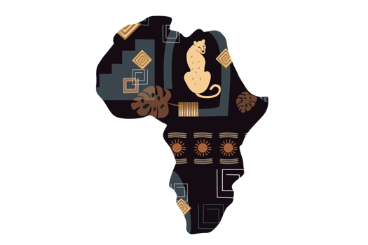 Black African map isolated on a transparent background png