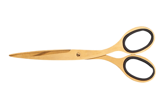 Gold scissors isolated on a transparent background png