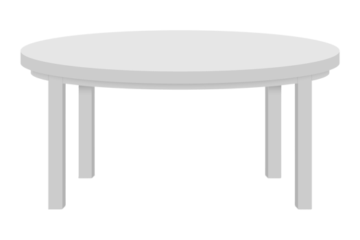 White table isolated on a transparent background png