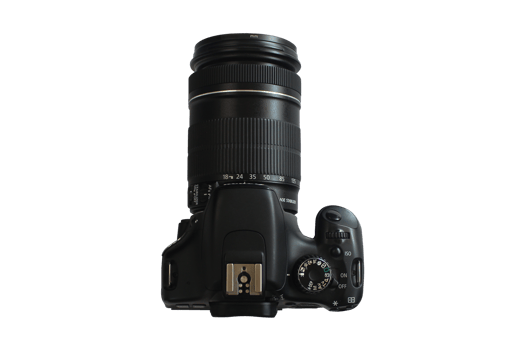 Black professional camera isolated on a transparent background png