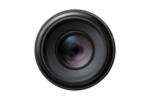 Black camera lens isolated on a transparent background png