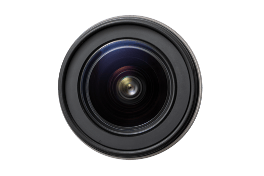 Black camera lens isolated on a transparent background png