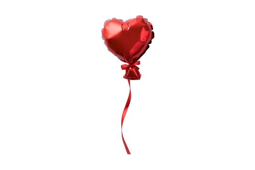 Red heart balloon isolated on a transparent background png