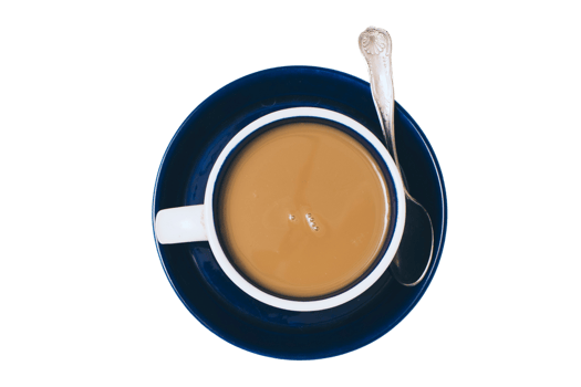 Blue plate and cup with chocolate isolated on a transparent background png
